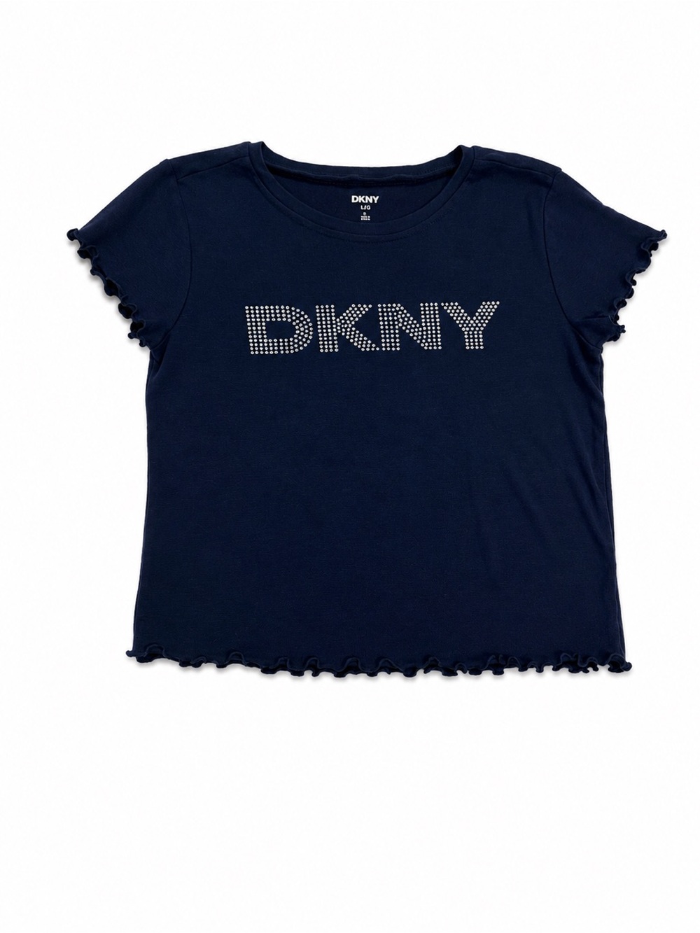 DKNY Navy Short-Sleeve Logo Tee with Rhinestone Detail